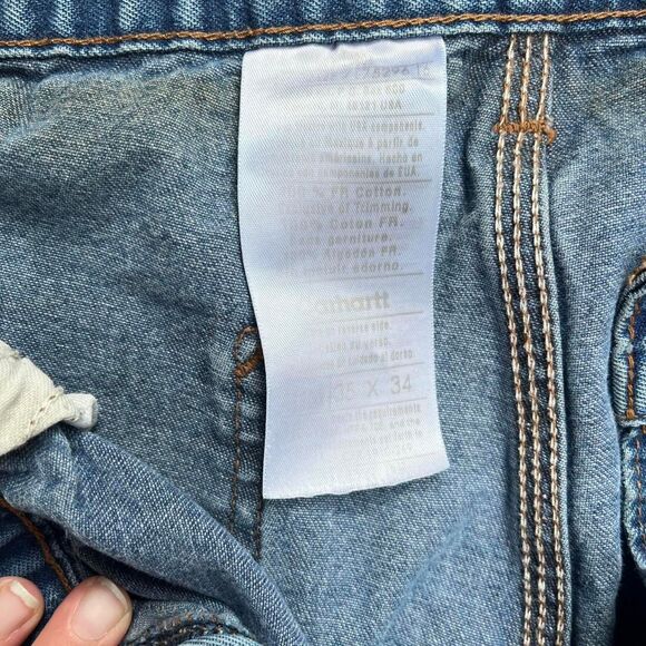 Carhartt Men's Blue Jeans 35x34 skater thrashed jeans denim carpenter - Picture 5 of 8